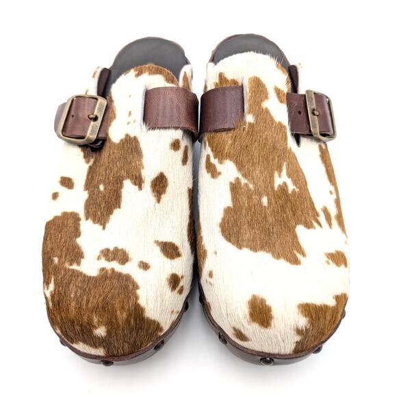 Chocolat Blu Yuna Genuine Calf Hair Clog Women's Cow Print Size US5 EU35 - Picture 12 of 12